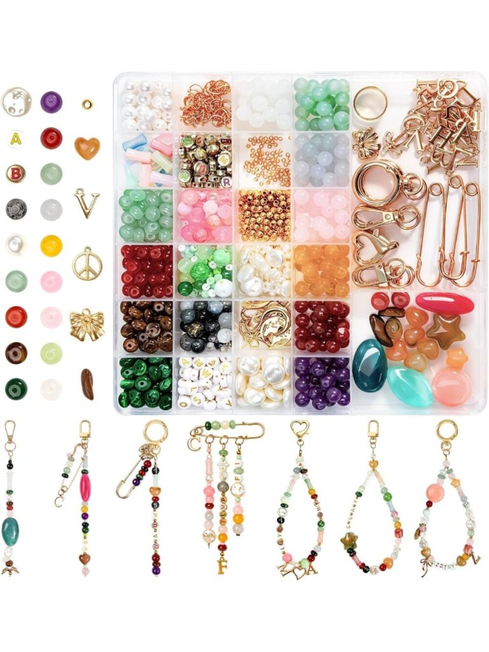 DIY Bag Charm & Keychain Making Kit - 750+ Pcs Beads, Charms & Accessories